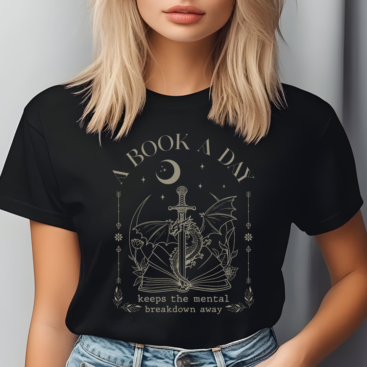 Fantasy Book Lover's Tshirt - 'A Book A Day' Quote