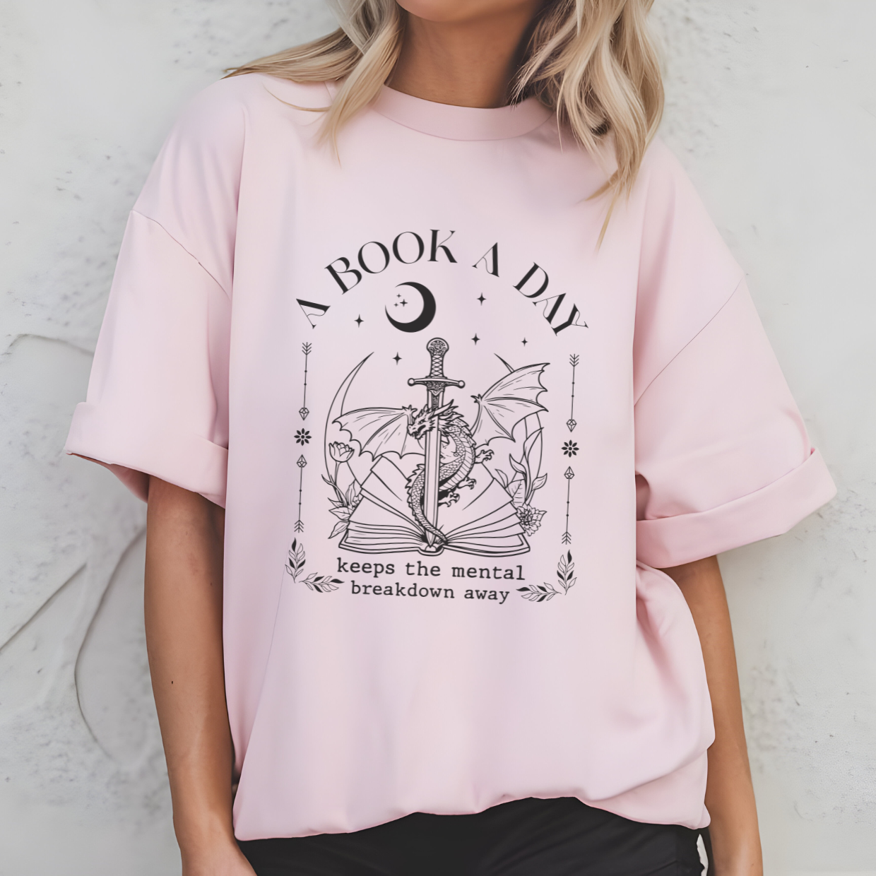 Fantasy Book Lover's Tshirt - 'A Book A Day' Quote