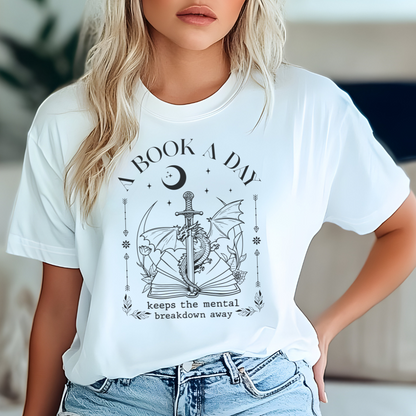 Fantasy Book Lover's Tshirt - 'A Book A Day' Quote